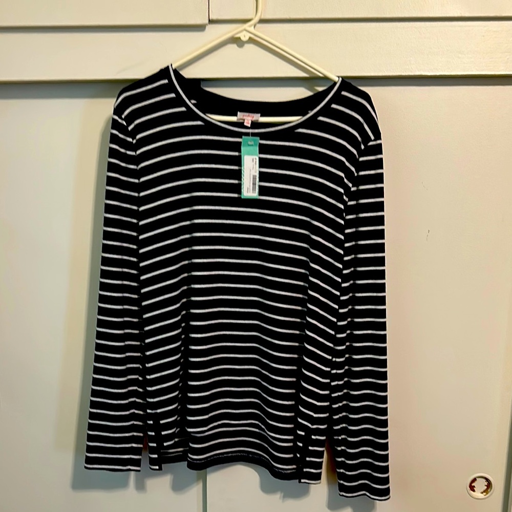 Stitchfix Pixley Black and White Striped Long Sleeve Top
